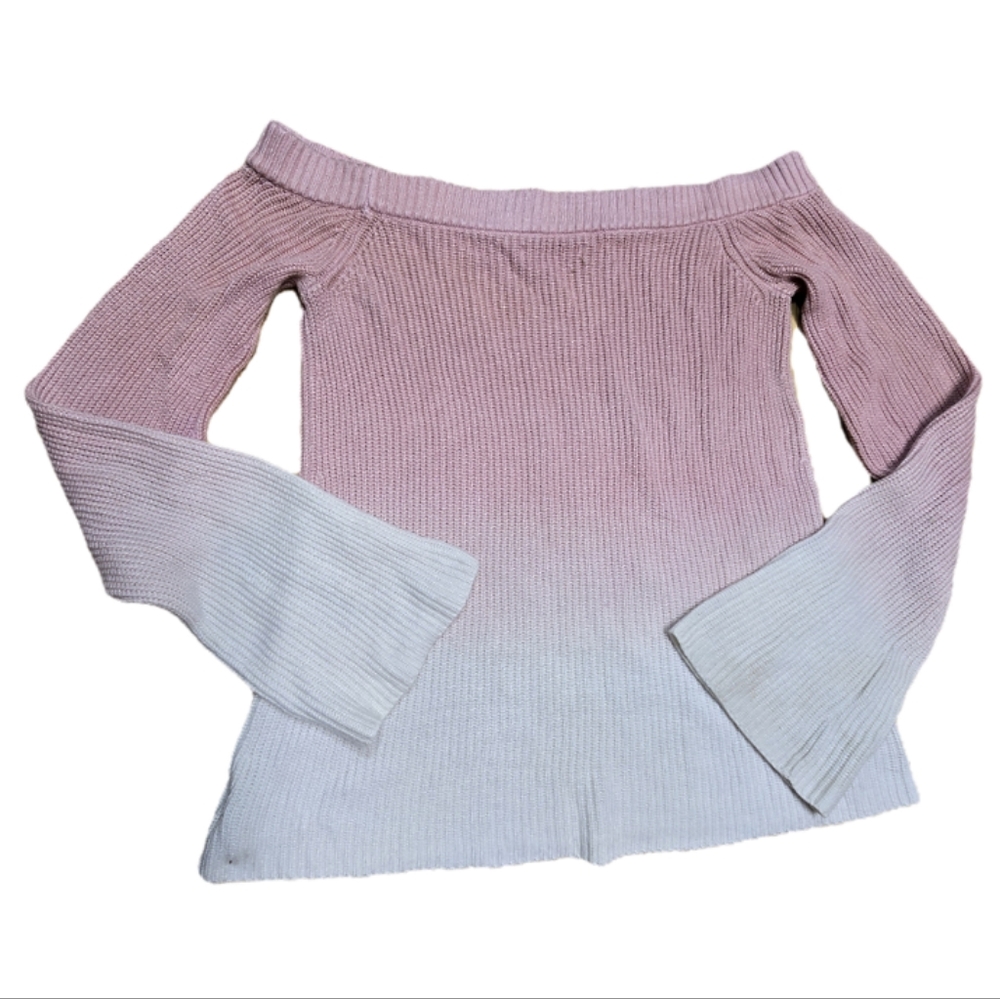 American Eagle Outfitters Pink Knit Off The Shoulder Ombré Sweater Size M